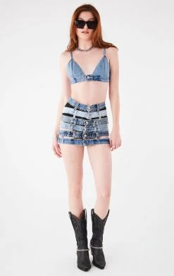 FURST OF A KIND FESTIVAL VINTAGE DENIM BRA TOP