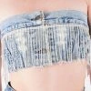FURST OF A KIND VINTAGE RHINESTONE FRINGE DENIM BANDEAU FESTIVAL