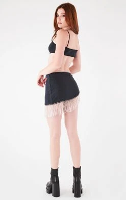 FURST OF A KIND VINTAGE DRINKS VINTAGE RHINESTONE FRINGE BRA TOP AND SKIRT SET