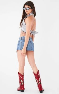 FURST OF A KIND FESTIVAL VINTAGE RHINESTONE FRINGE HALTER WRAP TOP 7 FURST OF A KIND FESTIVAL VINTAGE RHINESTONE FRINGE HALTER WRAP TOP