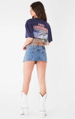 FURST OF A KIND VINTAGE RHINESTONE FRINGE CROP TEE
