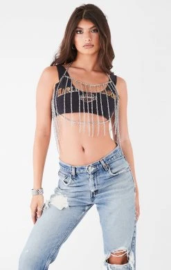 FURST OF A KIND VINTAGE CROPPED TANK WITH BODY CHAIN
