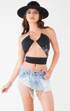 FURST OF A KIND VINTAGE CHAIN NECK WRAP TOP