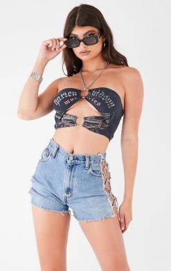 FURST OF A KIND VINTAGE CUT OUT CHAIN HALTER TOP