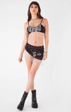 FURST OF A KIND VINTAGE RHINESTONE FRINGE BRA TOP AND SKIRT SET FESTIVAL