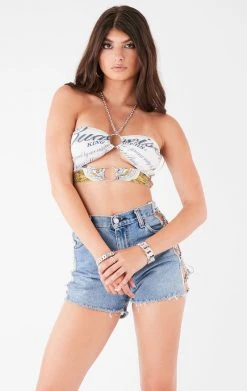 FURST OF A KIND VINTAGE CHAINS VINTAGE CUT OUT CHAIN HALTER TOP