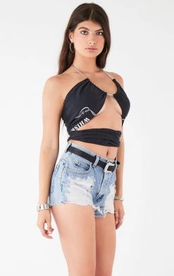 FURST OF A KIND VINTAGE CHAIN NECK WRAP TOP FESTIVAL