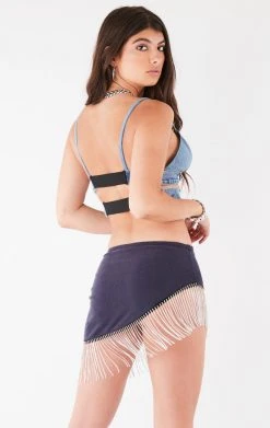 FURST OF A KIND VINTAGE DRINKS VINTAGE RHINESTONE FRINGE SKIRT