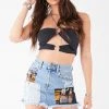 FURST OF A KIND FESTIVAL VINTAGE PATCHWORK STUDDED DENIM SKIRT