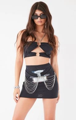 FURST OF A KIND FESTIVAL VINTAGE WATERFALL CHAIN FRONT SKIRT