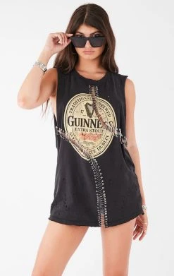 FURST OF A KIND FESTIVAL VINTAGE CURVED SAFETY PIN SLEEVELESS TEE