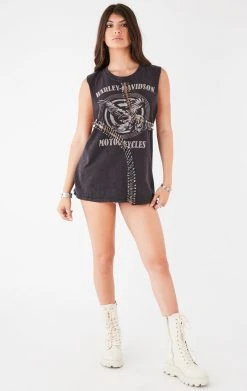 FURST OF A KIND VINTAGE CURVED SAFETY PIN SLEEVELESS TEE