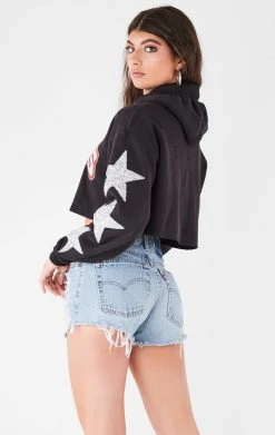 FURST OF A KIND VINTAGE SPORTS VINTAGE STAR PATCH CROPPED HOODIE