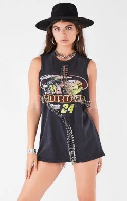 FURST OF A KIND VINTAGE CURVED SAFETY PIN SLEEVELESS TEE