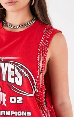 FURST OF A KIND VINTAGE PINS VINTAGE SAFETY PIN SLEEVELESS TEE