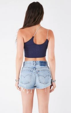 FURST OF A KIND VINTAGE ONE SHOULDER DOUBLE RHINESTONE STRAP TANK VINTAGE SPORTS