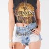 FURST OF A KIND VINTAGE DRINKS VINTAGE CURVED SAFETY PIN CROPPED SLEEVELESS TEE