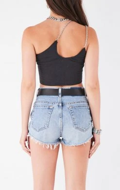 FURST OF A KIND VINTAGE CHAINS VINTAGE ONE SHOULDER DOUBLE CHAIN STRAP TANK