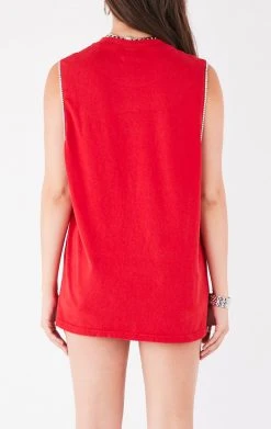 FURST OF A KIND VINTAGE RHINESTONE TRIM SLEEVELESS TEE