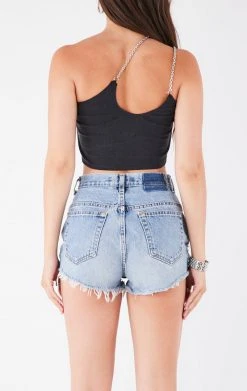 FURST OF A KIND VINTAGE ONE SHOULDER DOUBLE CHAIN STRAP TANK