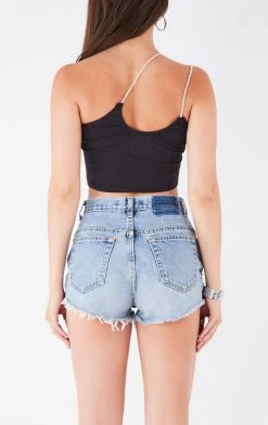 FURST OF A KIND VINTAGE ONE SHOULDER DOUBLE RHINESTONE STRAP TANK VINTAGE SPORTS