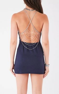 FURST OF A KIND VINTAGE CHAINS VINTAGE WATERFALL CHAIN BACK DRESS