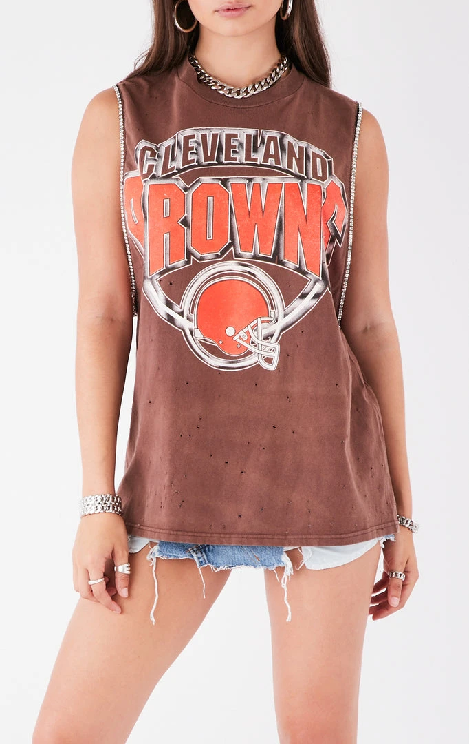 FURST OF A KIND VINTAGE RHINESTONE TRIM SLEEVELESS TEE VINTAGE NFL 3 FURST OF A KIND VINTAGE RHINESTONE TRIM SLEEVELESS TEE VINTAGE NFL