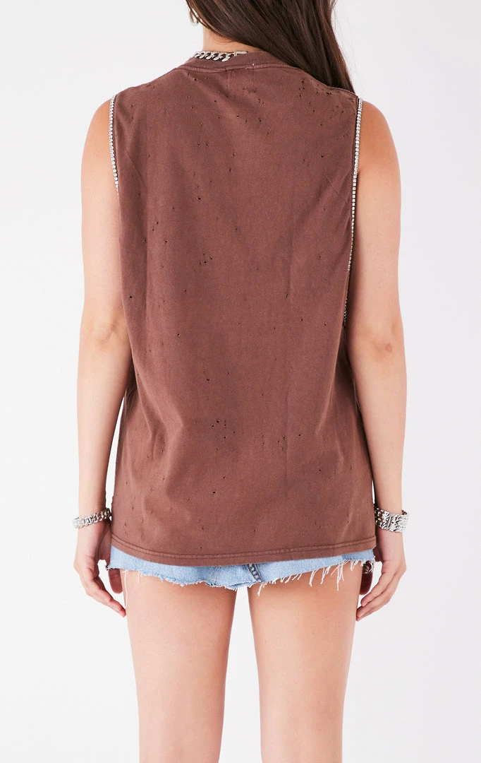 FURST OF A KIND VINTAGE RHINESTONE TRIM SLEEVELESS TEE VINTAGE NFL 4 FURST OF A KIND VINTAGE RHINESTONE TRIM SLEEVELESS TEE VINTAGE NFL