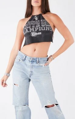 FURST OF A KIND VINTAGE CHAINS VINTAGE HALTER NECK WATERFALL CHAIN BACK TOP