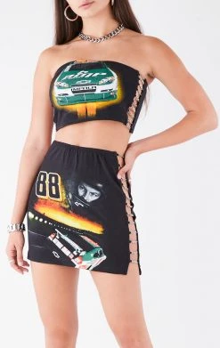 FURST OF A KIND VINTAGE CHAIN LADDER TUBE TOP AND SKIRT SET