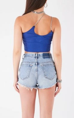 FURST OF A KIND VINTAGE ONE SHOULDER DOUBLE CHAIN STRAP TANK