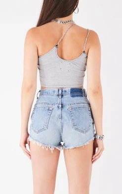 FURST OF A KIND VINTAGE CHAINS VINTAGE ONE SHOULDER DOUBLE CHAIN STRAP TANK