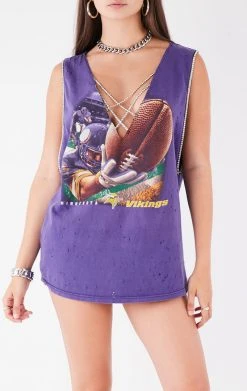 FURST OF A KIND VINTAGE CRISS CROSS RHINESTONE SLEEVELESS TEE VINTAGE NFL
