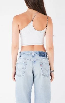 FURST OF A KIND VINTAGE CHAINS VINTAGE ONE SHOULDER DOUBLE CHAIN STRAP TANK