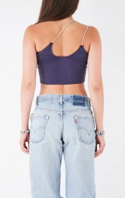 FURST OF A KIND VINTAGE ONE SHOULDER DOUBLE RHINESTONE STRAP TANK VINTAGE SPORTS