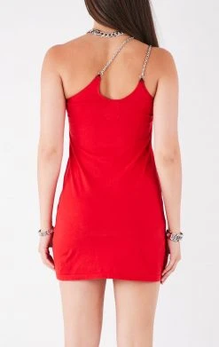 FURST OF A KIND VINTAGE ONE SHOULDER DOUBLE CHAIN STRAP DRESS