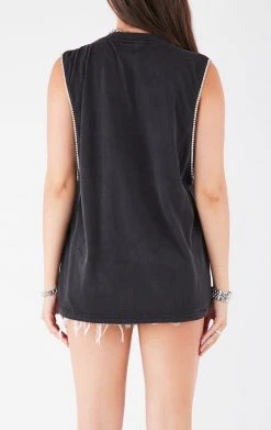 FURST OF A KIND VINTAGE RHINESTONE TRIM SLEEVELESS TEE