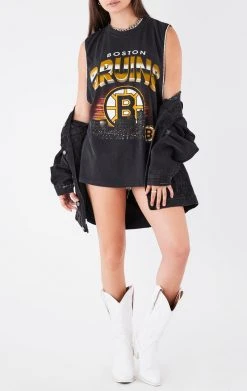 FURST OF A KIND VINTAGE RHINESTONE TRIM SLEEVELESS TEE