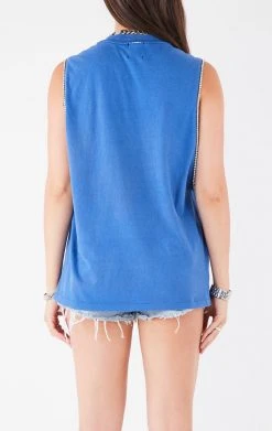 FURST OF A KIND VINTAGE RHINESTONE TRIM SLEEVELESS TEE