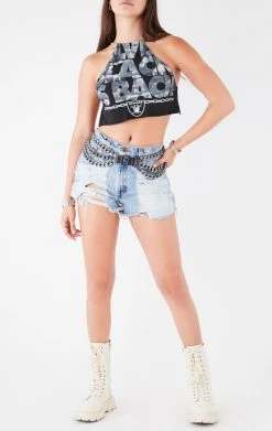 FURST OF A KIND VINTAGE CHAINS VINTAGE HALTER NECK WATERFALL CHAIN BACK TOP