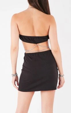 FURST OF A KIND VINTAGE CUT OUT CHAIN HALTER DRESS