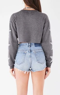 FURST OF A KIND VINTAGE COLLEGE VINTAGE STAR PATCH CROPPED SWEATSHIRT