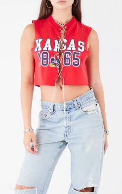 FURST OF A KIND VINTAGE CHAIN LACE UP SLEEVELESS TEE