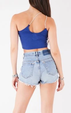 FURST OF A KIND VINTAGE ONE SHOULDER DOUBLE RHINESTONE STRAP TANK VINTAGE CHAINS