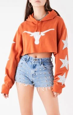 FURST OF A KIND VINTAGE COLLEGE VINTAGE STAR PATCH CROPPED HOODIE