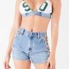 FURST OF A KIND VINTAGE JERSEY AND DENIM BRA TOP VINTAGE NFL 2 FURST OF A KIND VINTAGE JERSEY AND DENIM BRA TOP VINTAGE NFL
