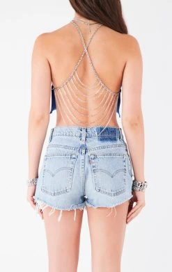 FURST OF A KIND VINTAGE CHAINS VINTAGE HALTER NECK WATERFALL CHAIN BACK TOP