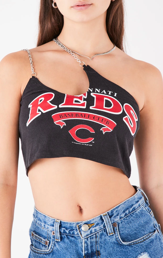 FURST OF A KIND VINTAGE CHAINS VINTAGE ONE SHOULDER DOUBLE CHAIN STRAP TANK 4 FURST OF A KIND VINTAGE CHAINS VINTAGE ONE SHOULDER DOUBLE CHAIN STRAP TANK