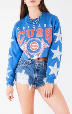 FURST OF A KIND VINTAGE SPORTS VINTAGE STAR PATCH CROPPED SWEATSHIRT