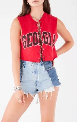 FURST OF A KIND VINTAGE CHAINS VINTAGE CHAIN LACE UP SLEEVELESS TEE